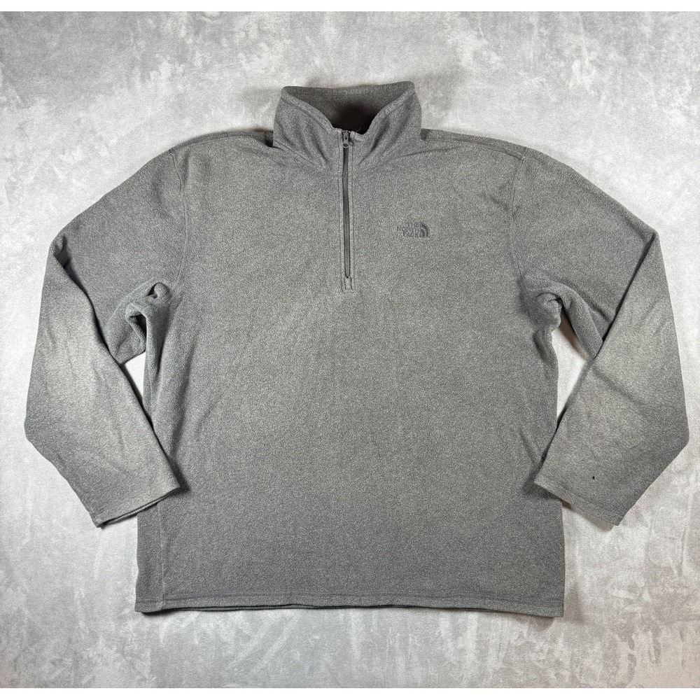 The North Face TKA 100 Mens XL Gray 1/4 Zip Fleece Pullover Sweater Jacket